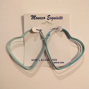 Monaco Exquisite Triple Heart Neon Light Blue Earrings